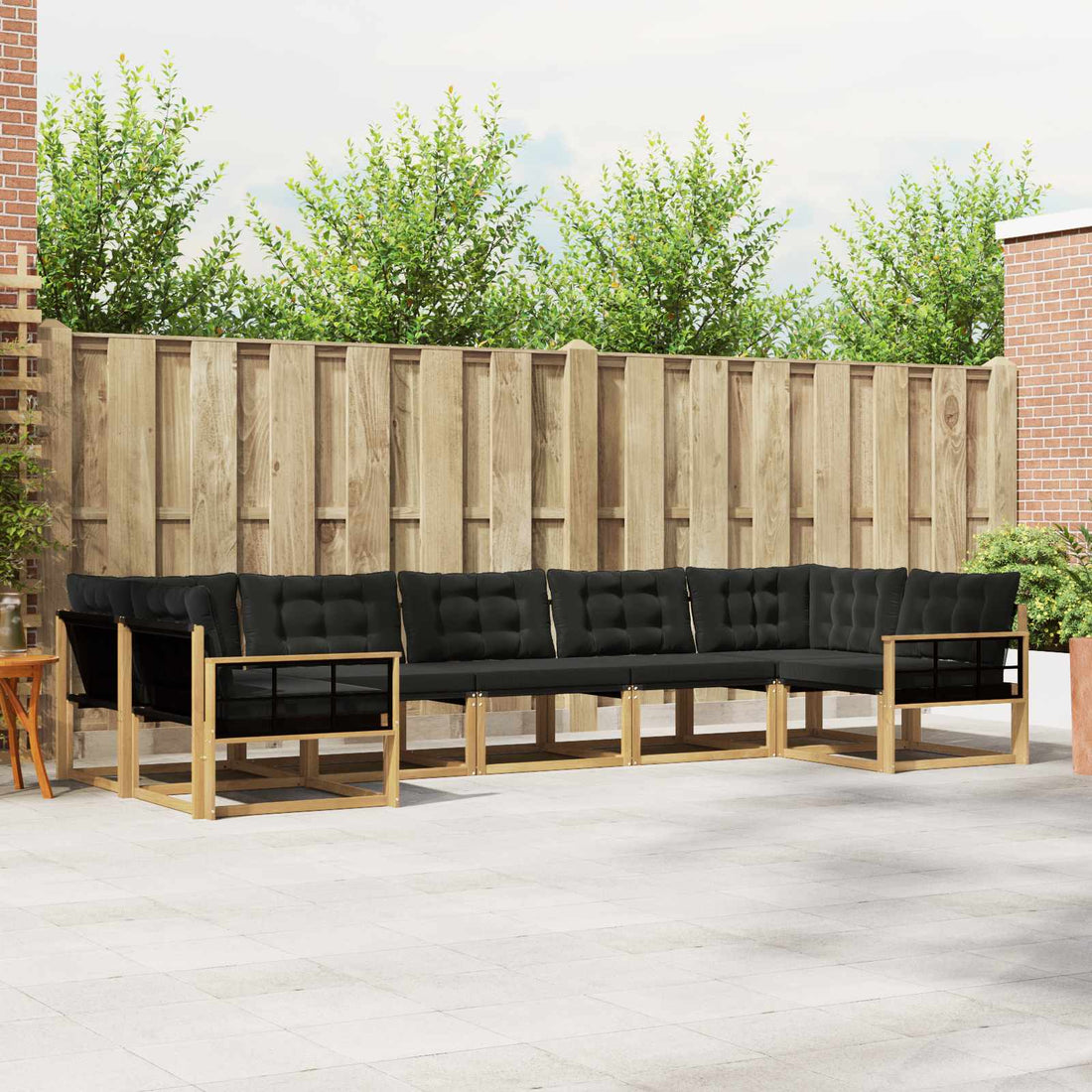 vidaXL Conjunto de sofás de exterior 7 uds. Blanco y Negro