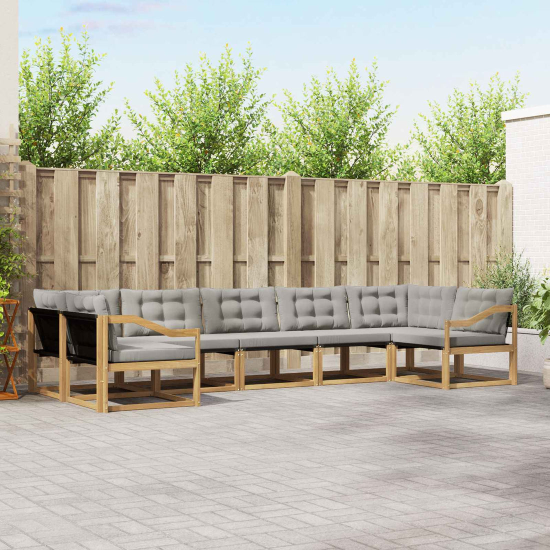 vidaXL Conjunto de sofás de exterior 7 uds. Blanco y Gris Claro