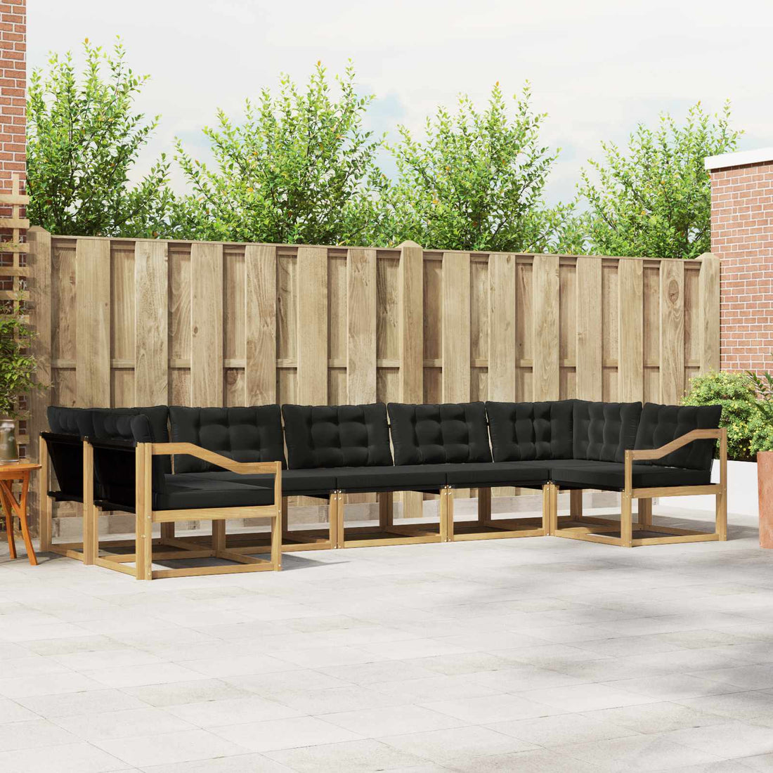 vidaXL Conjunto de sofás de exterior 7 uds. Blanco y Negro