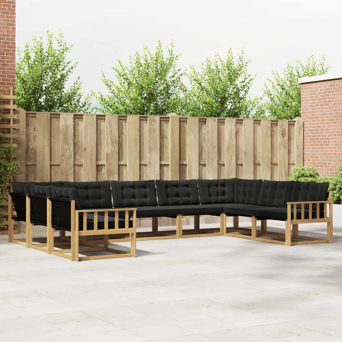 vidaXL Conjunto de sofás de exterior 9 uds. Blanco y Negro