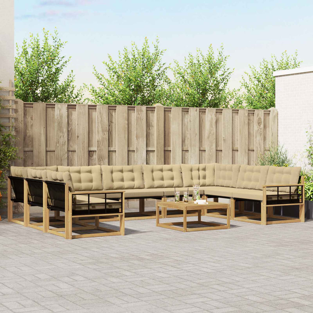 vidaXL Conjunto de sofás de exterior 10 uds. y Beige