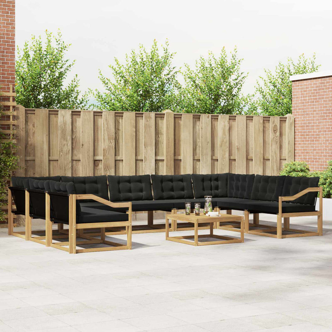 vidaXL Conjunto de sofás de exterior 10 uds. Blanco y Negro