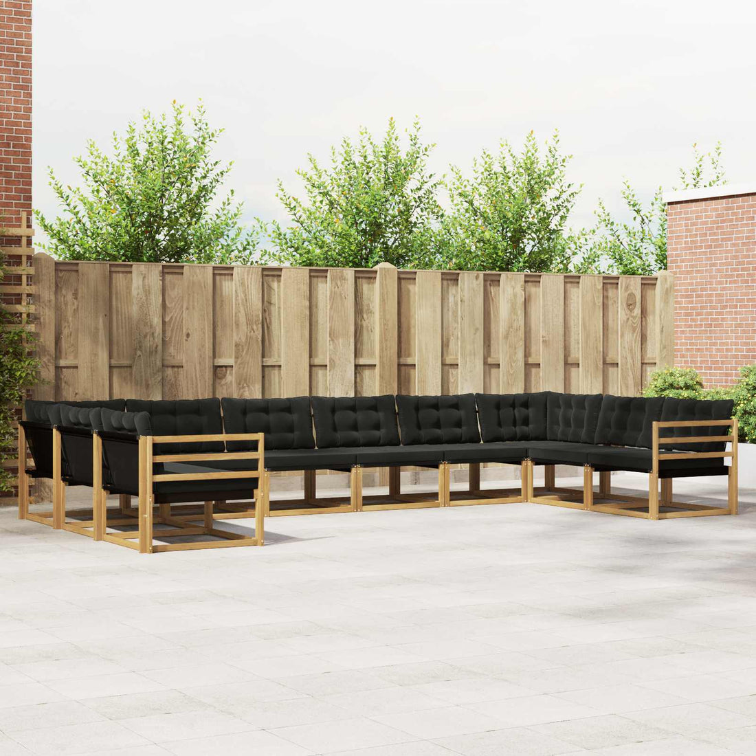 vidaXL Conjunto de sofás de exterior 10 uds. Blanco y Negro
