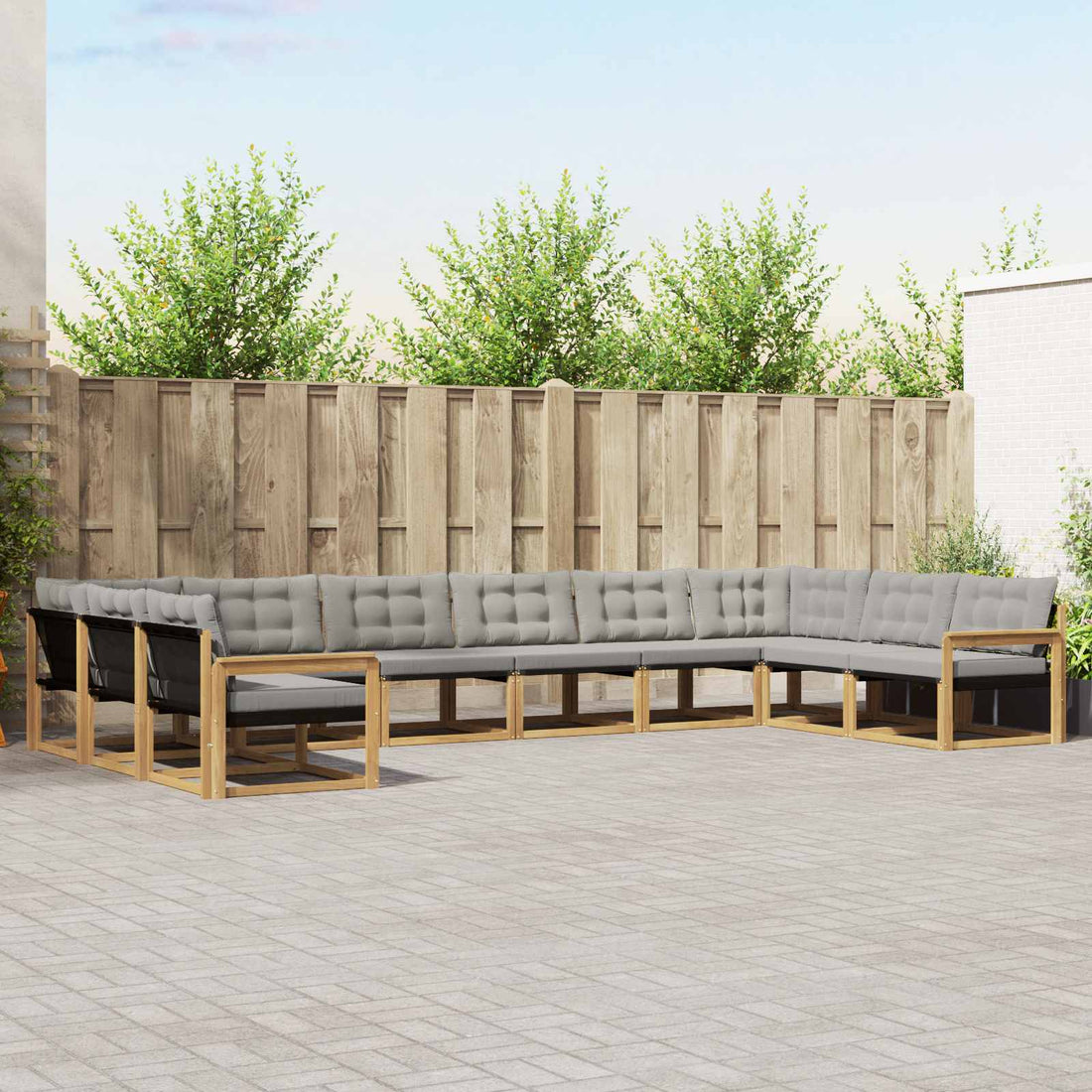 vidaXL Conjunto de sofás de exterior 10 uds. Blanco y Gris Claro