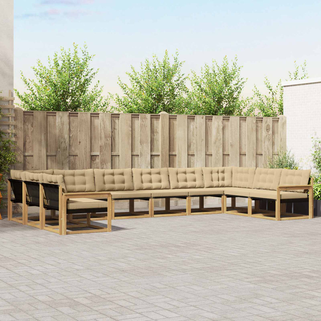 vidaXL Conjunto de sofás de exterior 10 uds. y Beige