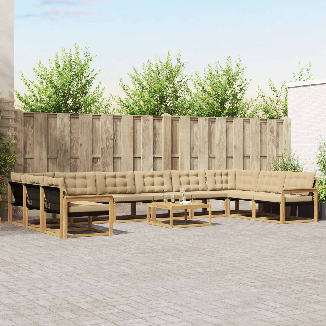 vidaXL Conjunto de sofás de exterior 11 uds. y Beige