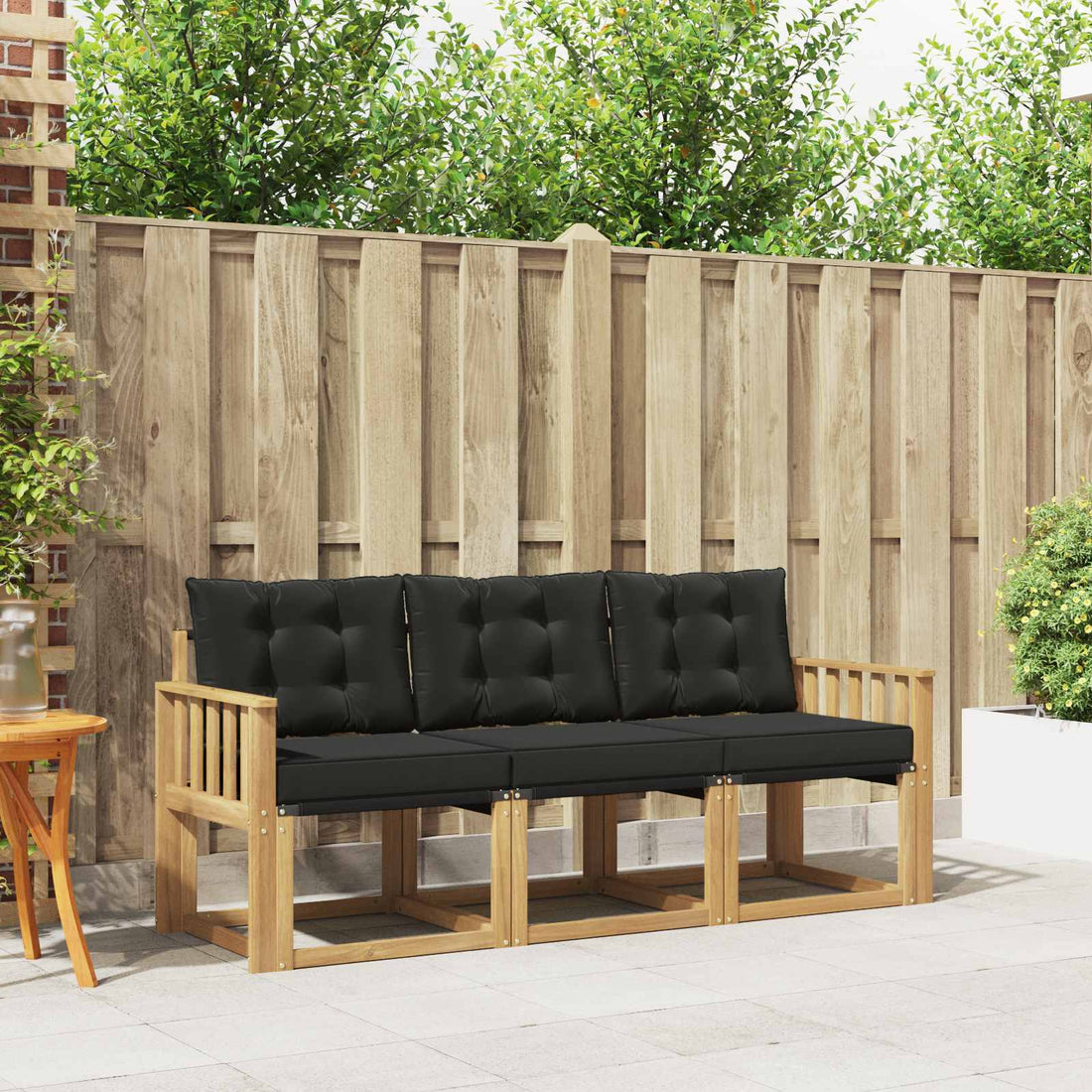 vidaXL Conjunto de sofás de exterior 3 uds. Blanco y Negro