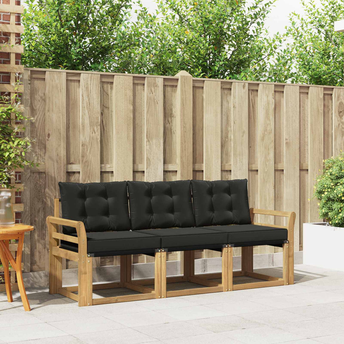 vidaXL Conjunto de sofás de exterior 3 uds. Blanco y Negro