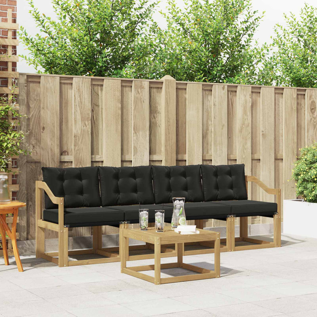 vidaXL Conjunto de sofás de exterior 5 uds. Blanco y Negro