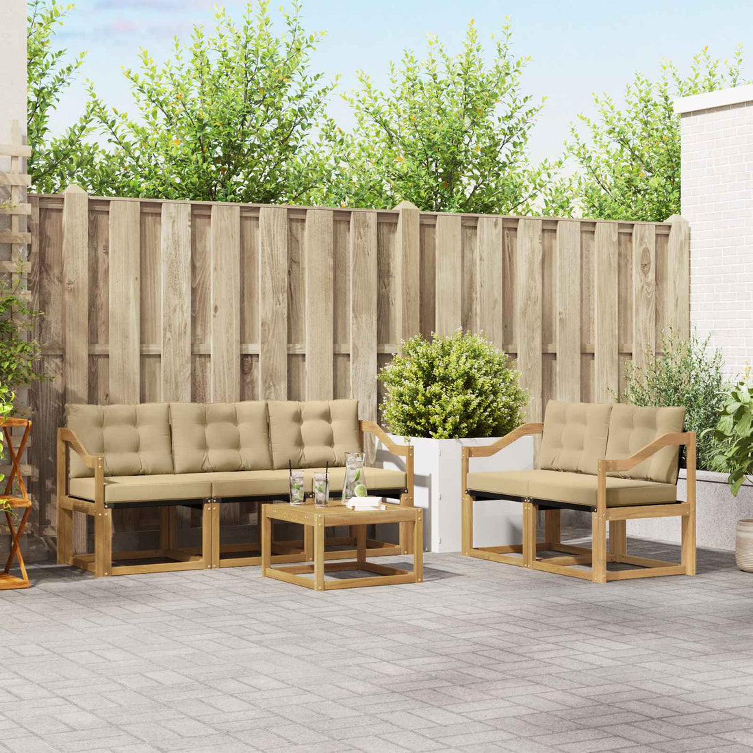 vidaXL Conjunto de sofás de exterior 6 uds. y Beige