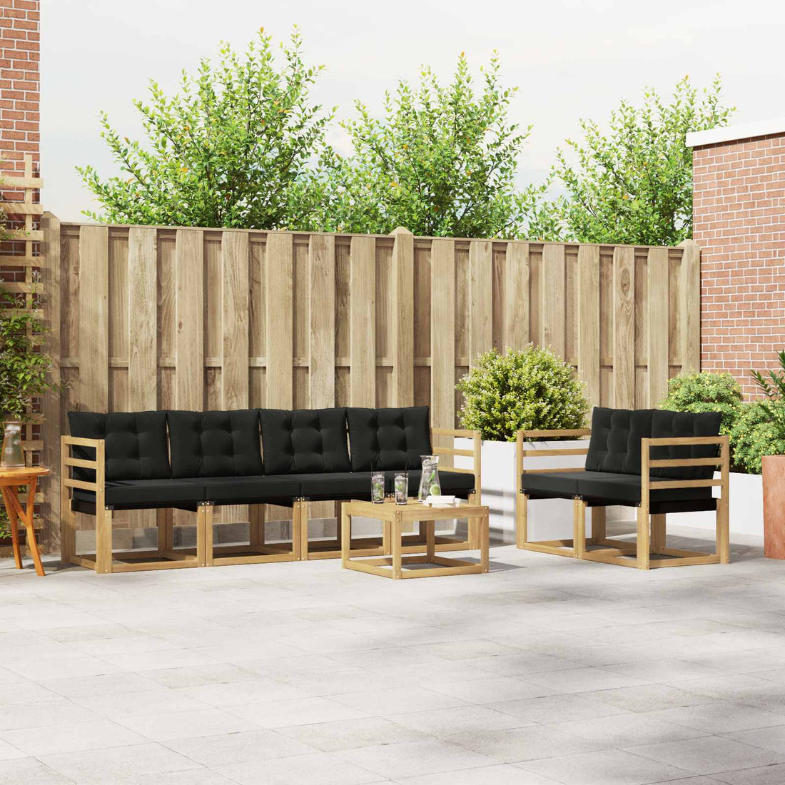 vidaXL Conjunto de sofás de exterior 7 uds. Blanco y Negro