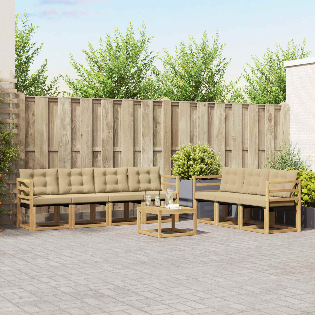 vidaXL Conjunto de sofás de exterior 8 uds. y Beige