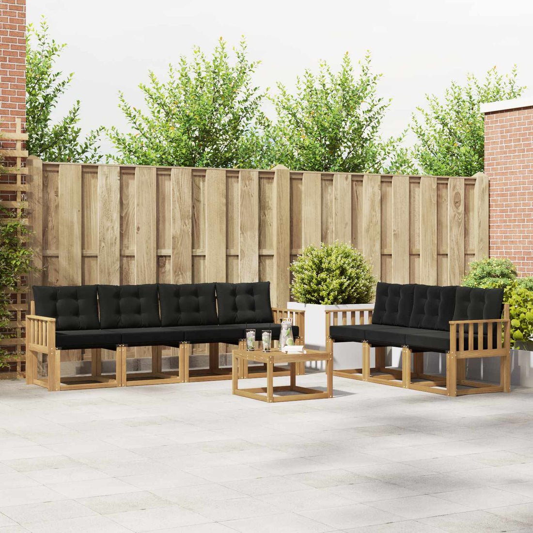 vidaXL Conjunto de sofás de exterior 8 uds. Blanco y Negro