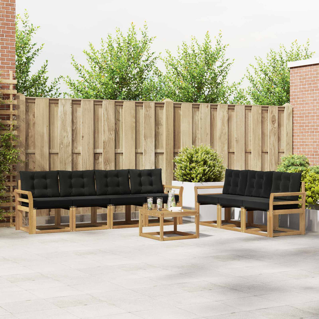 vidaXL Conjunto de sofás de exterior 8 uds. Blanco y Negro