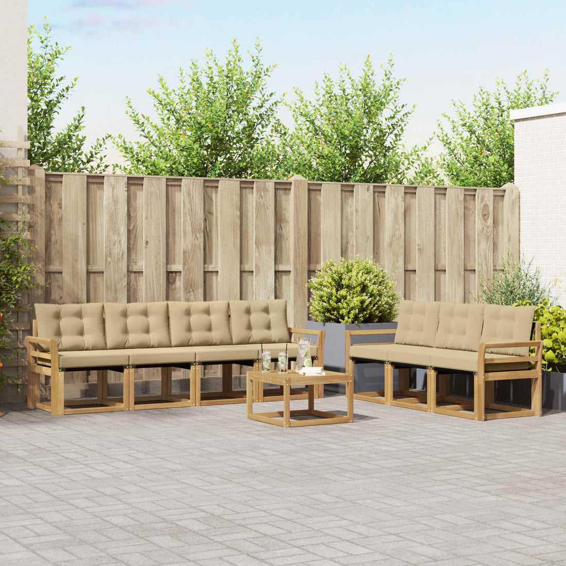 vidaXL Conjunto de sofás de exterior 8 uds. y Beige