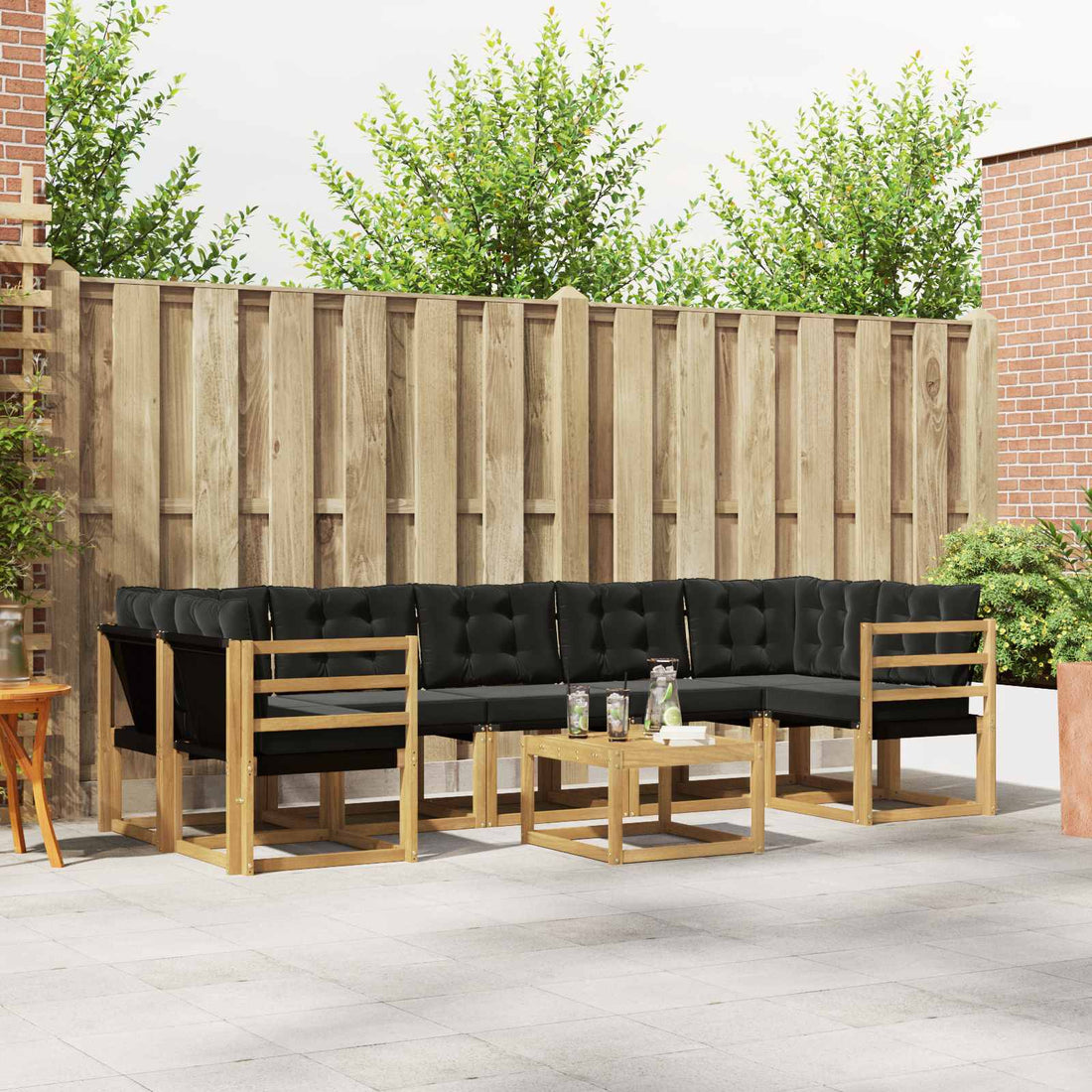vidaXL Conjunto de sofás de exterior 8 uds. Blanco y Negro
