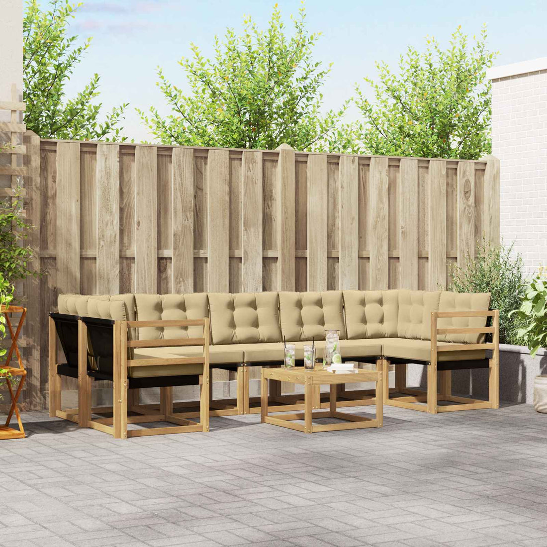 vidaXL Conjunto de sofás de exterior 8 uds. y Beige