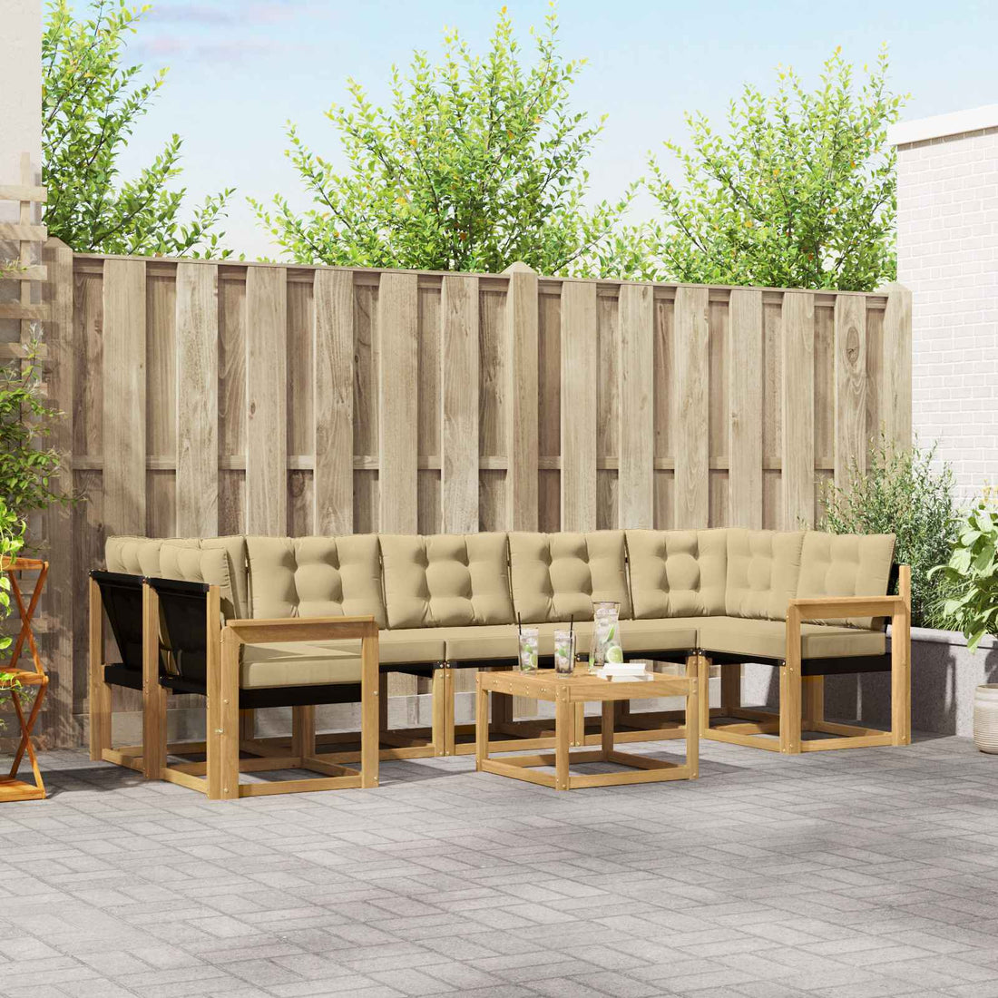 vidaXL Conjunto de sofás de exterior 8 uds. y Beige