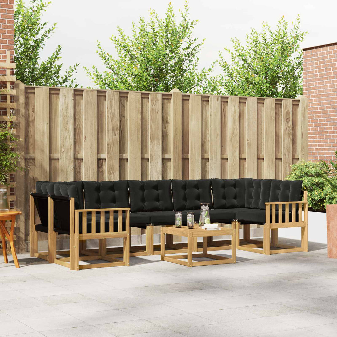 vidaXL Conjunto de sofás de exterior 8 uds. Blanco y Negro