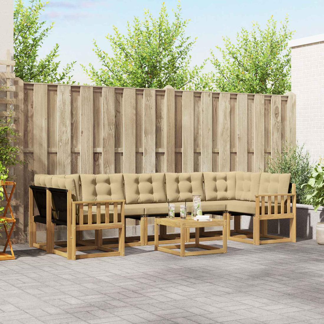 vidaXL Conjunto de sofás de exterior 8 uds. y Beige