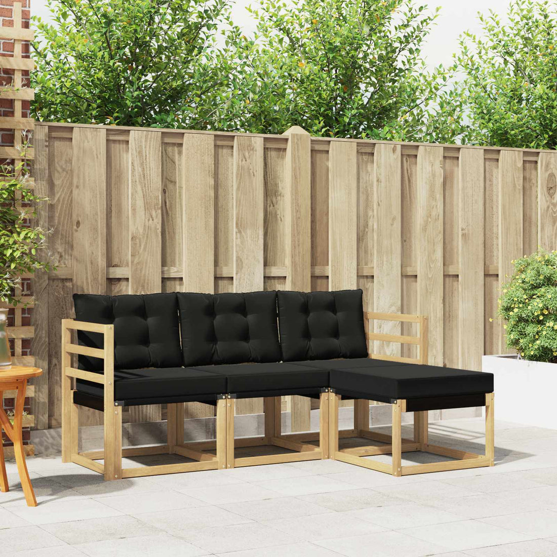 vidaXL Conjunto de sofás de exterior 4 uds. Blanco y Negro