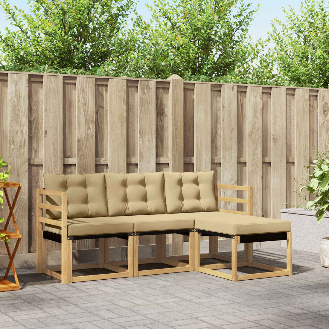 vidaXL Conjunto de sofás de exterior 4 uds. y Beige
