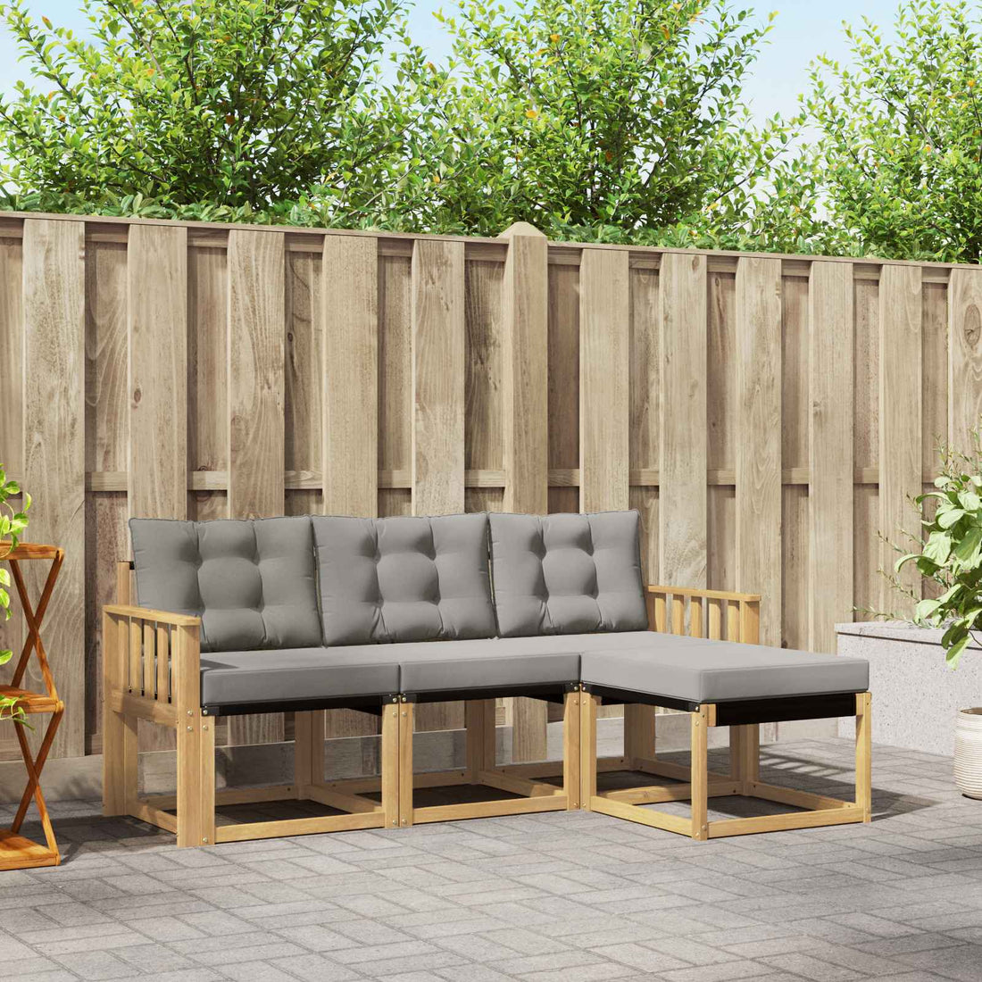 vidaXL Conjunto de sofás de exterior 4 uds. Blanco y Gris Claro