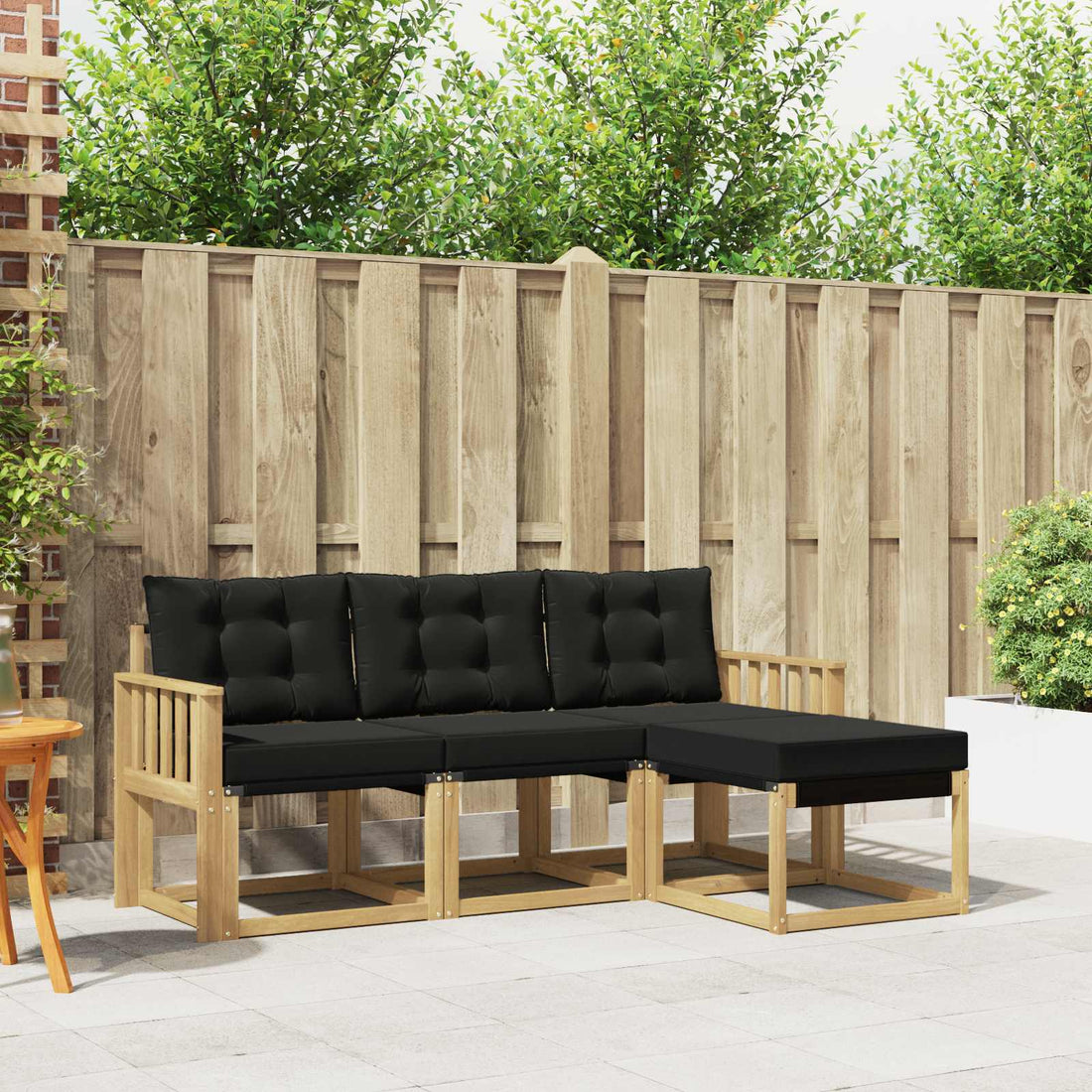 vidaXL Conjunto de sofás de exterior 4 uds. Blanco y Negro