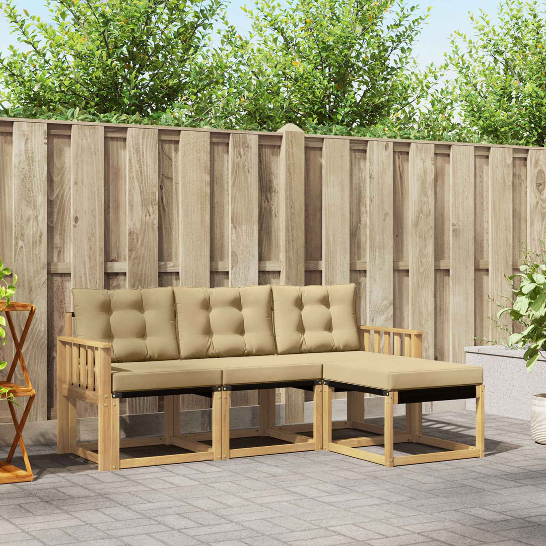 vidaXL Conjunto de sofás de exterior 4 uds. y Beige
