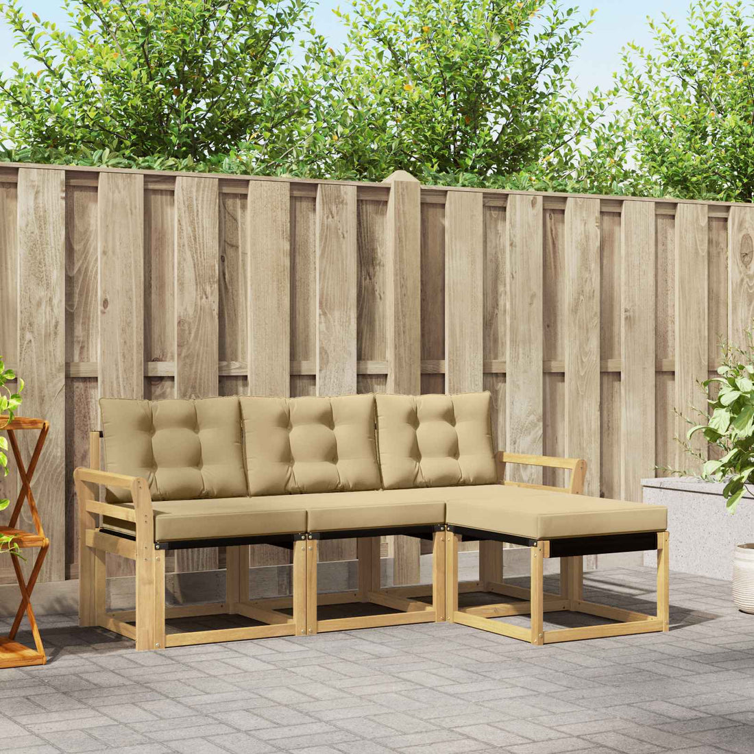 vidaXL Conjunto de sofás de exterior 4 uds. y Beige