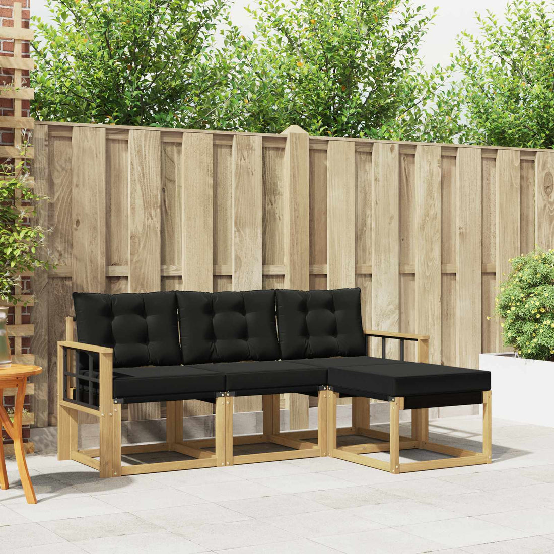 vidaXL Conjunto de sofás de exterior 4 uds. Blanco y Negro