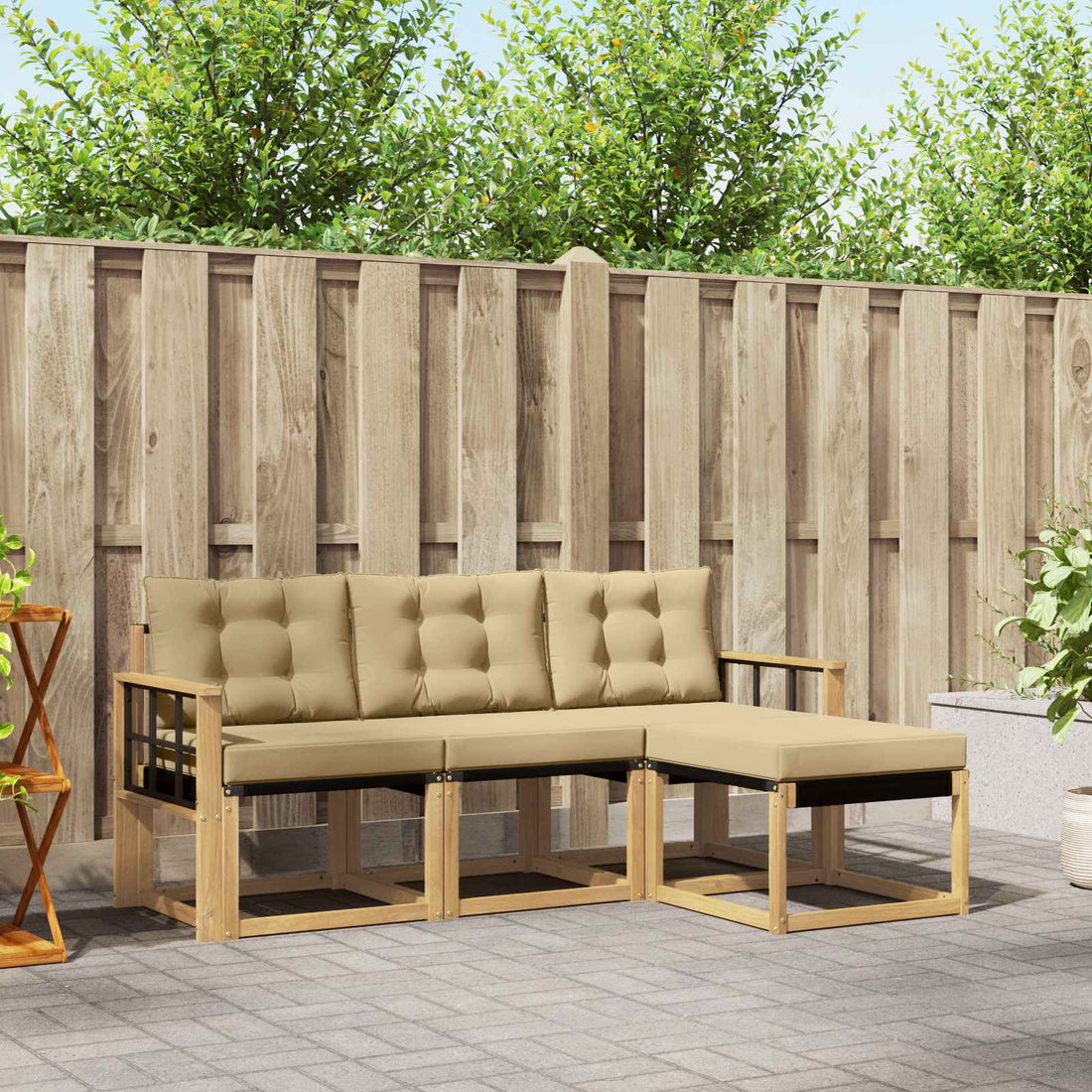 vidaXL Conjunto de sofás de exterior 4 uds. y Beige