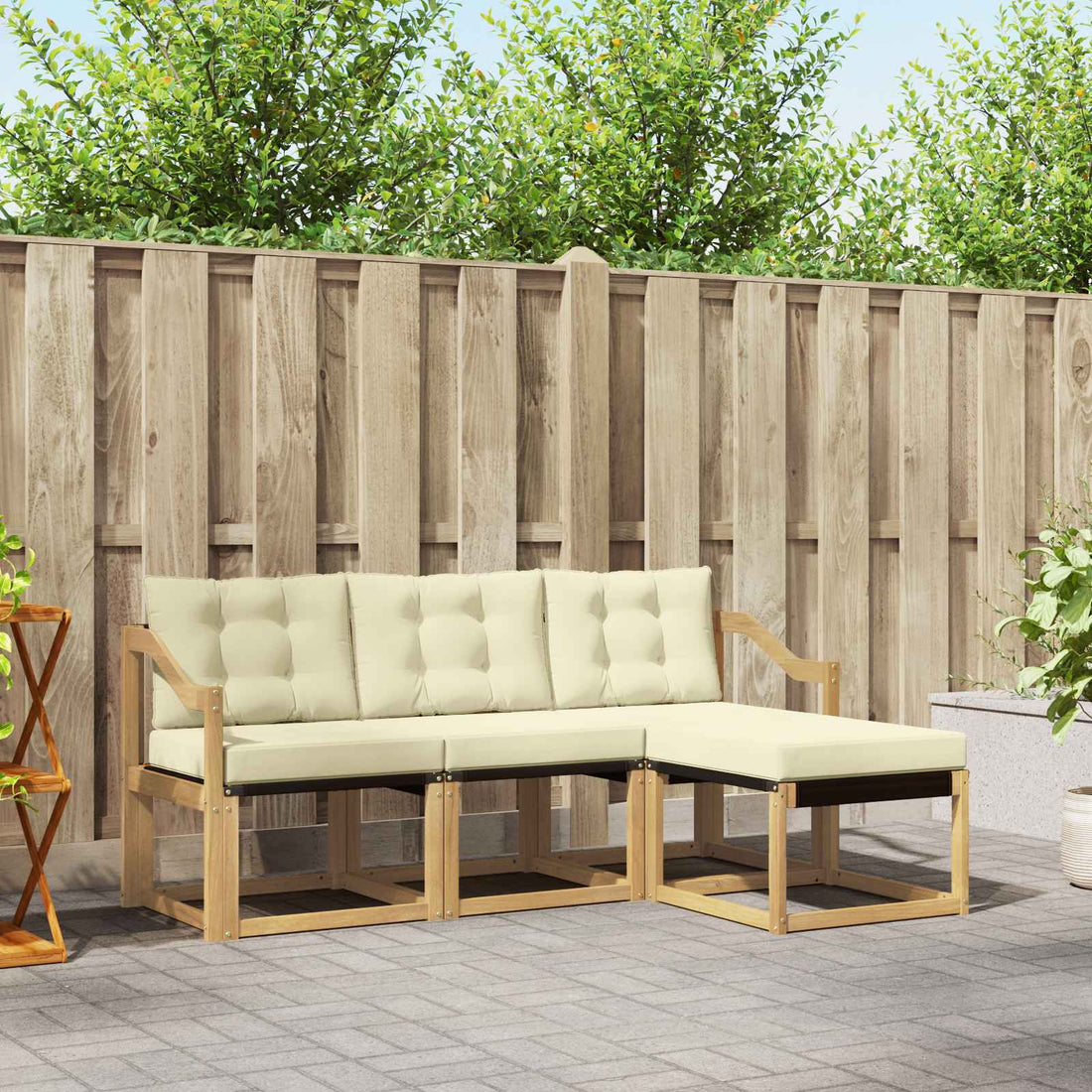 vidaXL Conjunto de sofás de exterior 4 uds. Blanco y Crema