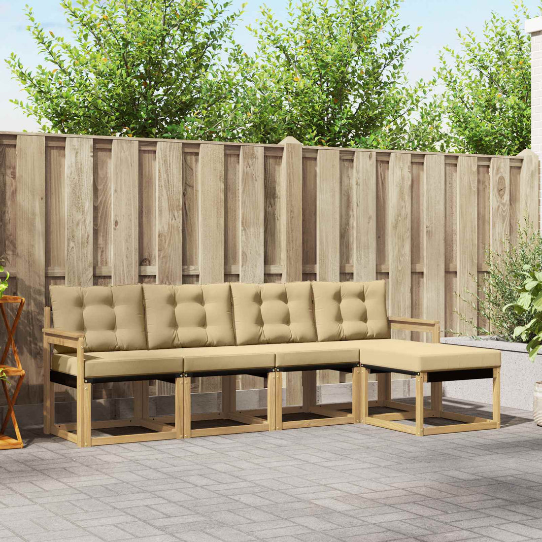 vidaXL Conjunto de sofás de exterior 5 uds. y Beige