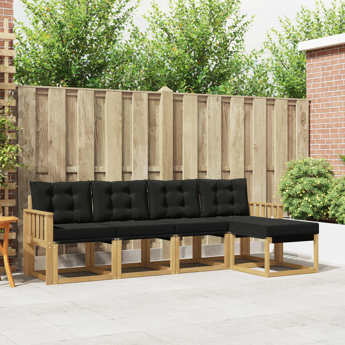 vidaXL Conjunto de sofás de exterior 5 uds. Blanco y Negro