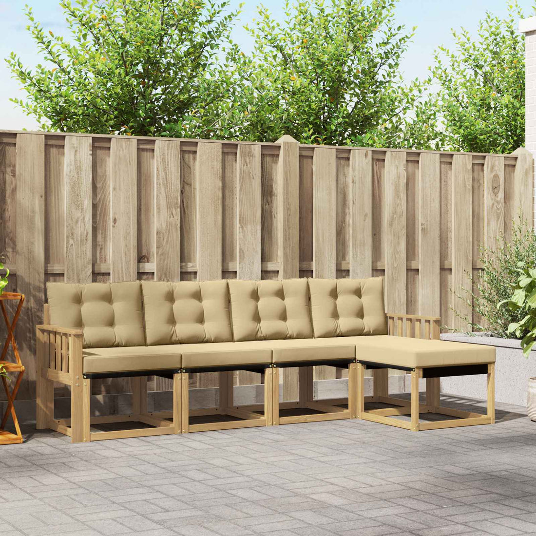 vidaXL Conjunto de sofás de exterior 5 uds. y Beige