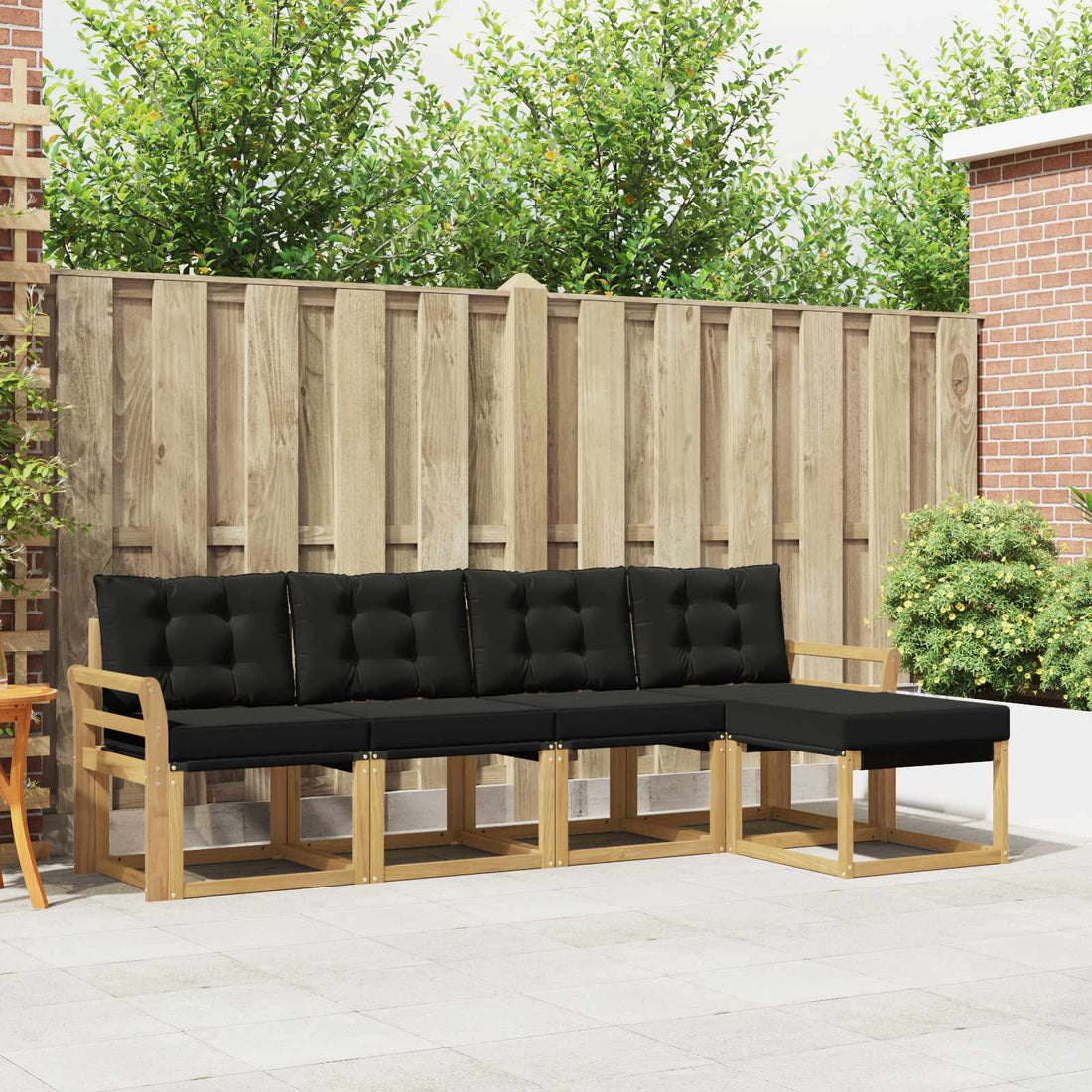 vidaXL Conjunto de sofás de exterior 5 uds. Blanco y Negro