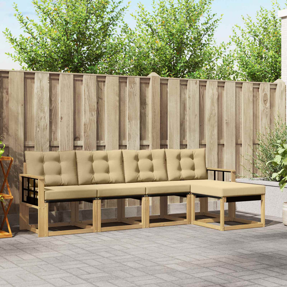 vidaXL Conjunto de sofás de exterior 5 uds. y Beige