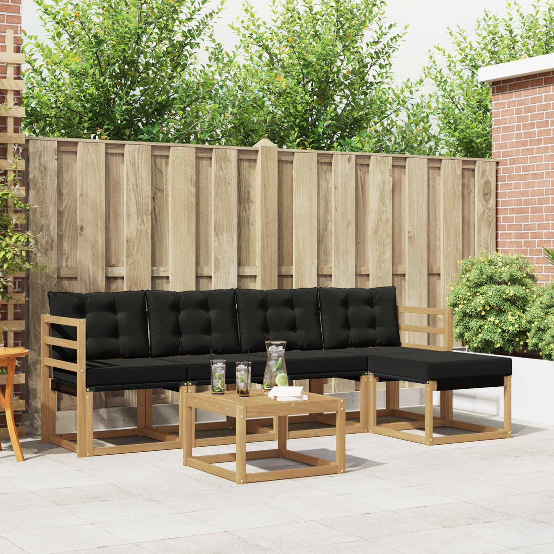 vidaXL Conjunto de sofás de exterior 6 uds. Blanco y Negro