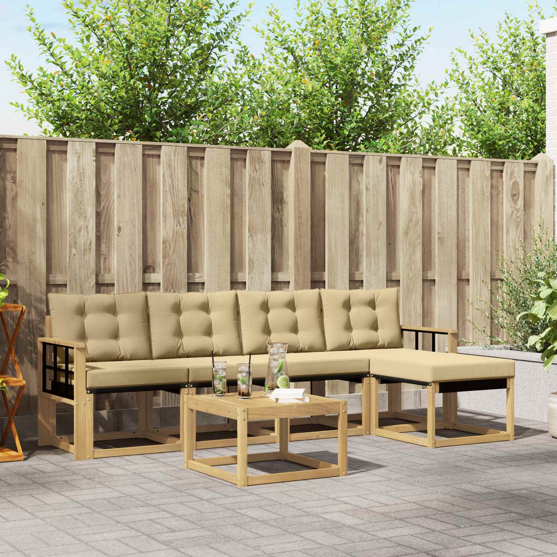 vidaXL Conjunto de sofás de exterior 6 uds. y Beige