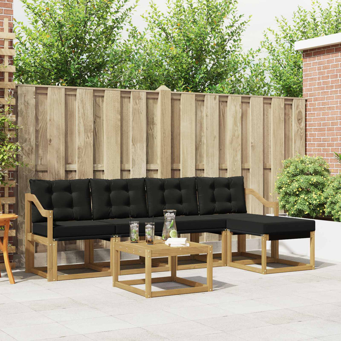 vidaXL Conjunto de sofás de exterior 6 uds. Blanco y Negro