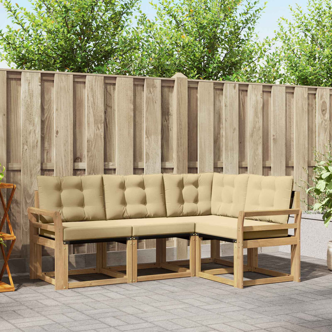 vidaXL Conjunto de sofás de exterior 4 uds. y Beige