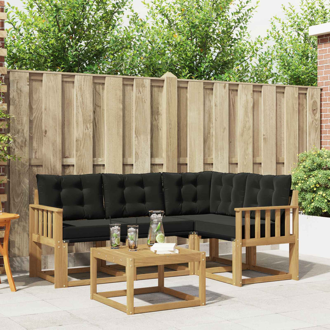 vidaXL Conjunto de sofás de exterior 5 uds. Blanco y Negro