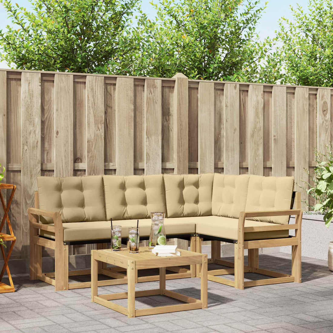 vidaXL Conjunto de sofás de exterior 5 uds. y Beige