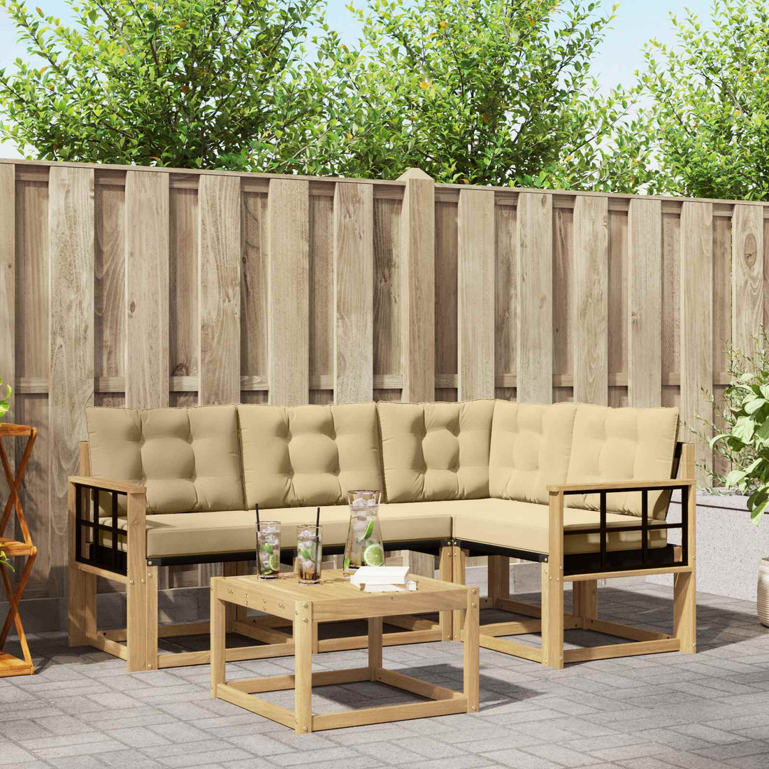 vidaXL Conjunto de sofás de exterior 5 uds. y Beige