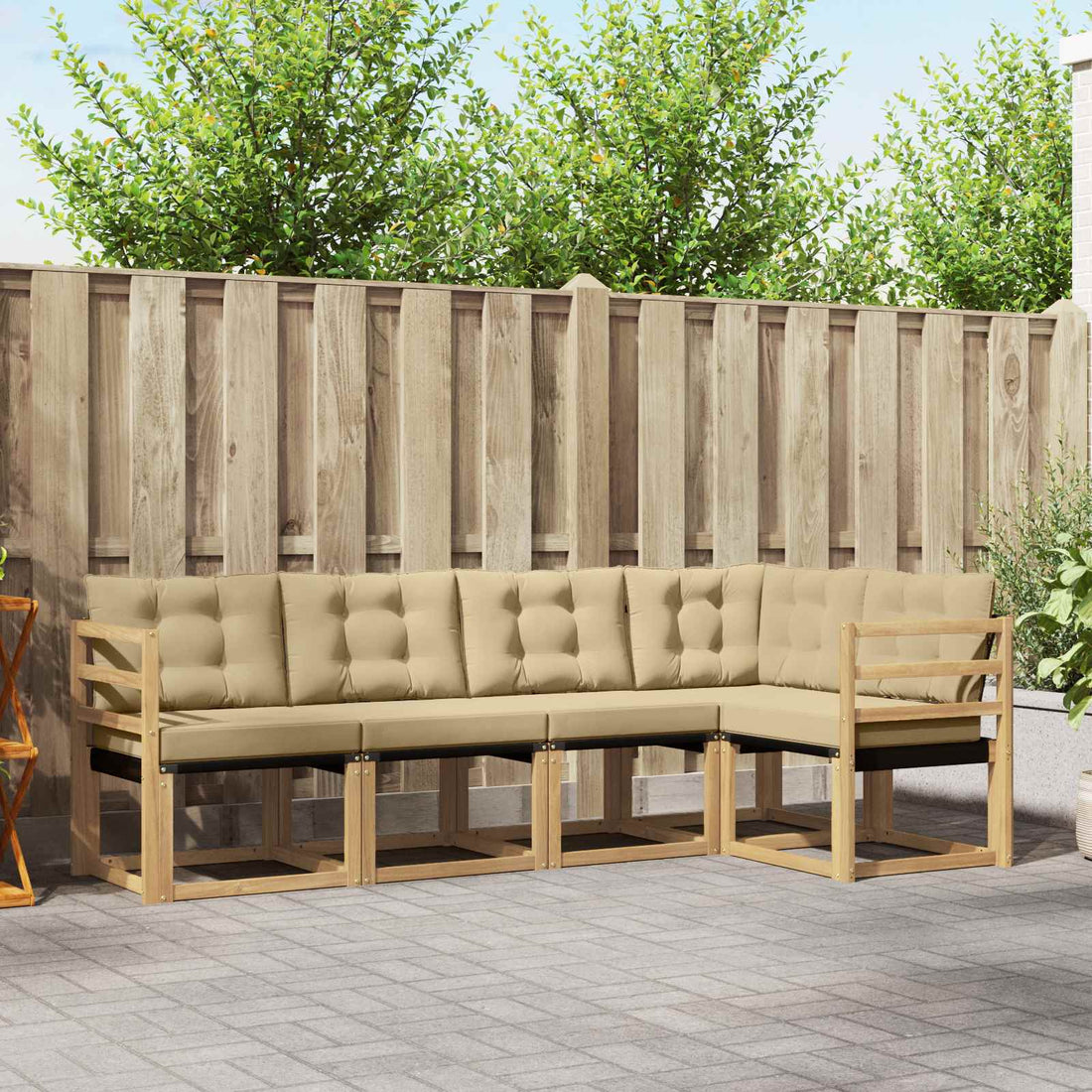 vidaXL Conjunto de sofás de exterior 5 uds. y Beige