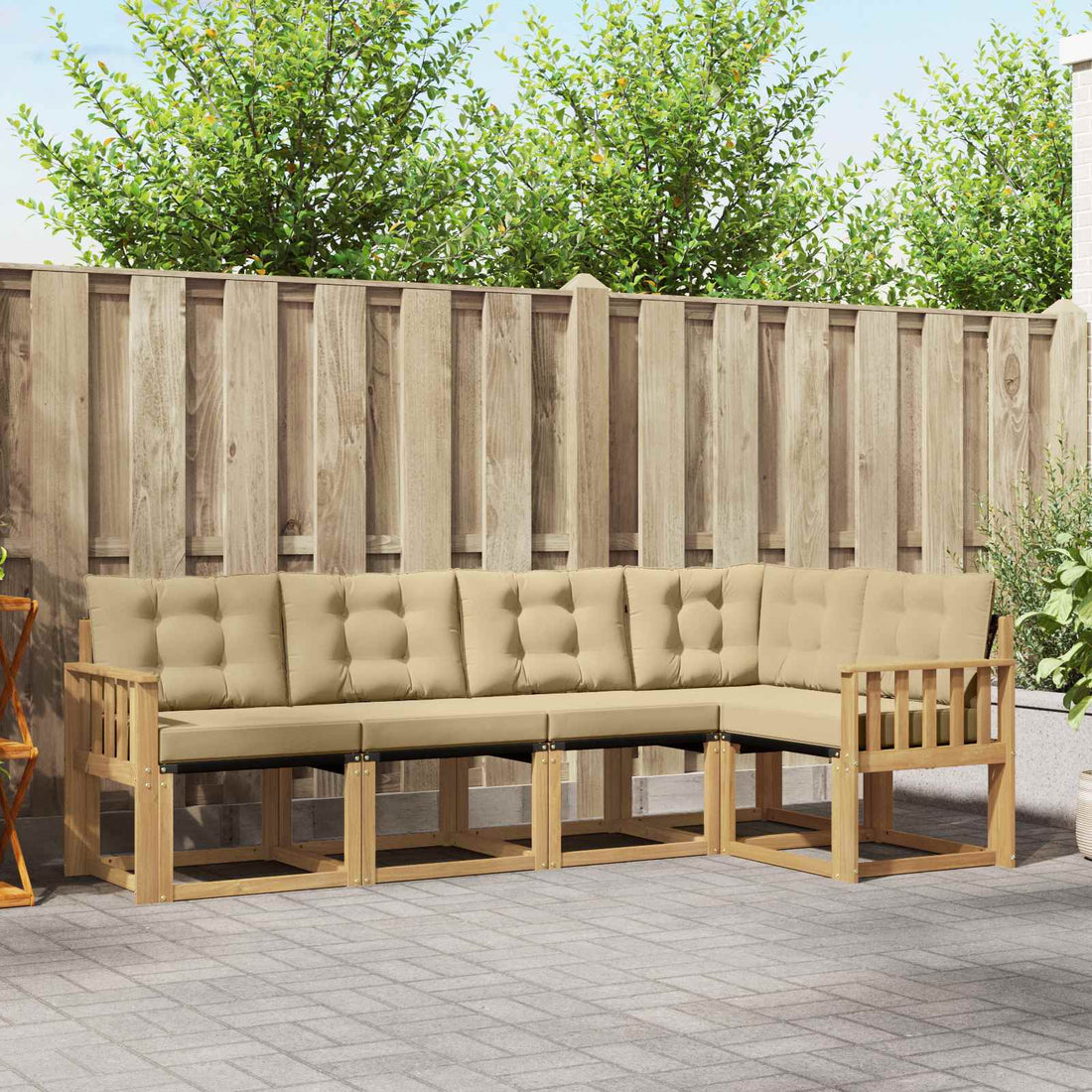 vidaXL Conjunto de sofás de exterior 5 uds. y Beige