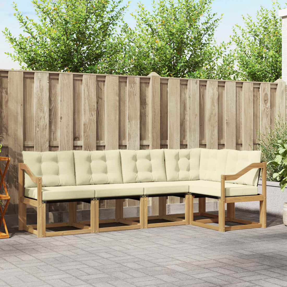 vidaXL Conjunto de sofás de exterior 5 uds. Blanco y Crema