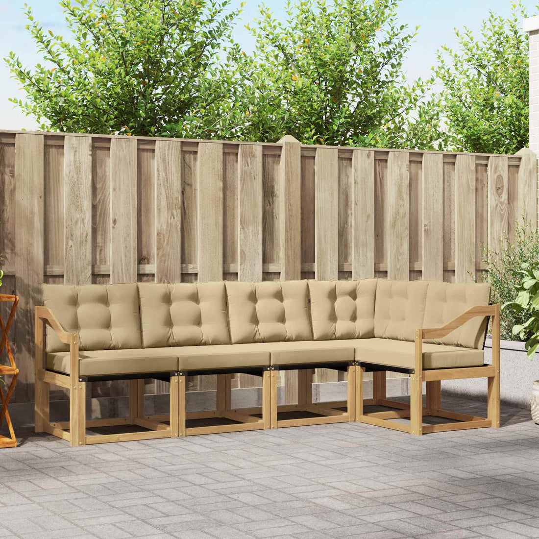 vidaXL Conjunto de sofás de exterior 5 uds. y Beige