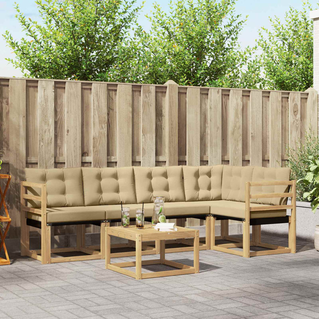 vidaXL Conjunto de sofás de exterior 6 uds. y Beige